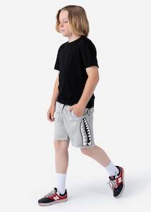 Boys Apparel: Boys Raw Edge Short - Bomber Grey / Black  / White