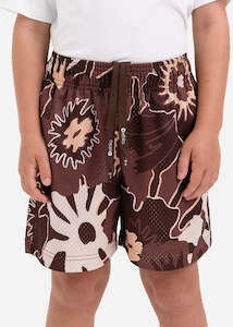 Boys Apparel: Boys Hawaiian Bloom Basketball Short