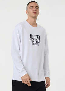 Mens Apparel: Mens Stamped Longsleeve Tee - White