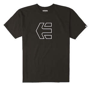 Under 50: ETNIES ICON OUTLINE S/S TEE [BLACK/WHITE]