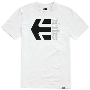 50 100: ETNIES CORP COMBO TEE [WHITE/BLACK]