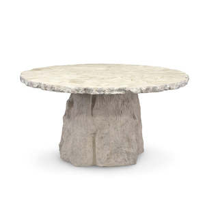 Dining Entry Tables: Camilla Fossilized Clam Dining Table