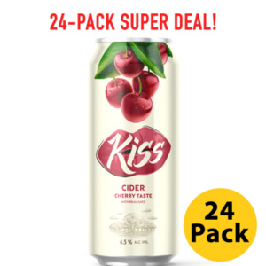 Beer & Cider: 24-Pack Kiss Cider Cherry 4.5% Alc 500ml