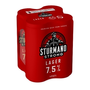 Beer & Cider: Beer Sturmano Strong Premium Lager 7.5% 4-pack Can 500ml