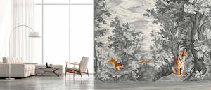 Animal Wall Murals: Walls by Patel 3 - Fancy Forest with Tigers