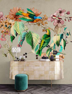 Animal Wall Murals: Walls by Patel 3 - Love Nest Watercolour