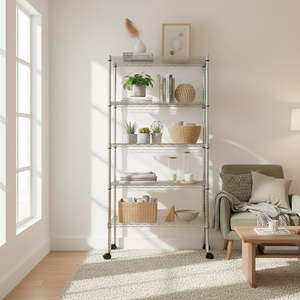 Eurowire Chrome Plated Shelving Set (5 Shelf, 1800x900x350)