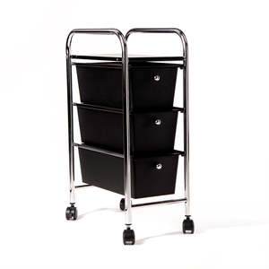 Storage Trolley (Chrome) 3 draw small (black)