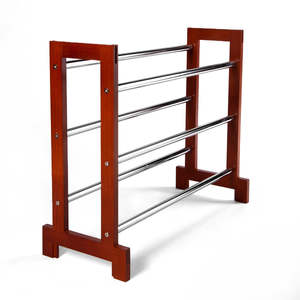 Shoe Racks: Sloping Shoe Rack (Chrome Plated Shelves) Wood ends 3 tier extendable