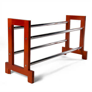 Shoe Racks: Sloping Shoe Rack (Chrome Plated Shelves) wood ends 2 tier extendable