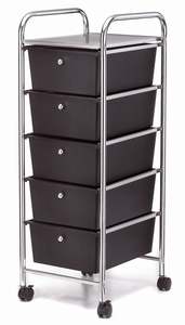 Storage Trolley (Chrome) 5 draw large (black)