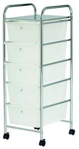 Storage Trolley (Chrome) 5 draw large (white)