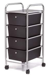 Storage Trolley (Chrome) 4 drawer large (black)