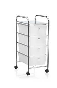 Storage Trolley (Chrome) 4 drawer large (white)