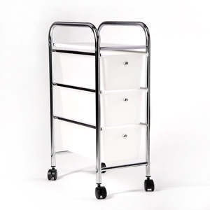 Storage trolley (Chrome) 3 draw small (white)