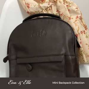 Backpacks: Chestnut Brown - Leather Mini Backpack