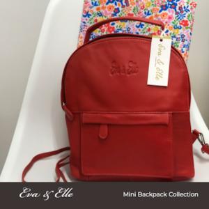 Backpacks: Cherry Red - Leather Mini Backpack