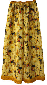 Pants Tops: Floral Elastic Pants in sunny yellow