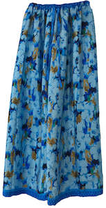 Pants Tops: Floral Elastic Pants in sky blue