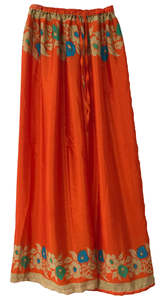 Pants Tops: Floral Elastic Pants in coral colour