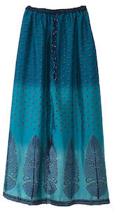 Pants Tops: Floral Elastic Pants in blue