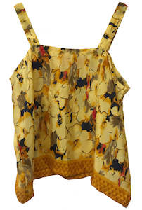 Pants Tops: Strap Top in Yellow design print