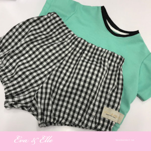 Baby Rompers: Baby Bloomers Set - Mint & Check