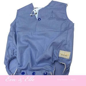 Baby Rompers: Baby Rompers in Blue - NZ Made