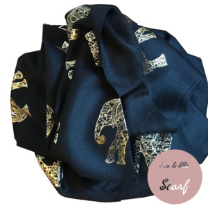 Sale: Scarf In Elephant Design Print in Black