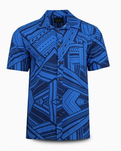 Matching Midi Dress Shirt: Eveni Pacific Men's Classic Shirt - Big Island Blue