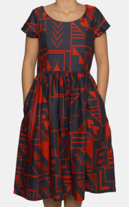 Eveni Pacific Ladies Midi Dress - Orange Soot
