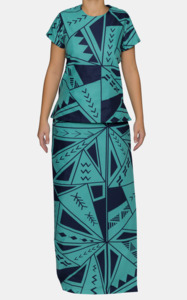 Eveni Pacific Ladies Puletasi Set - Sherlock Teal
