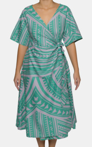 El Ep Ld Lily Wrap Dress Vailima: Eveni Pacific Ladies Lily Wrap Dress - Deuce Spearmint