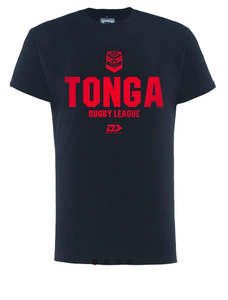 Sp Fan Gear Graphic Tee: 2025 Tonga Rugby League Men's Cotton Graphic Tee Black