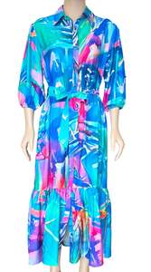 El Ld Kp Dress: Koko Pacific Long Dress - LavaBird Blues