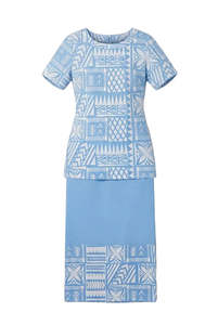 Ladies Puletasi: Lisi Puletasi Set - Mautu Pastel Blue
