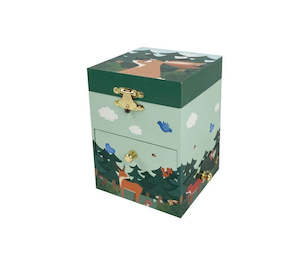 Music Box: Trousselier Music Box with 3 drawers Rabbit in the Forest