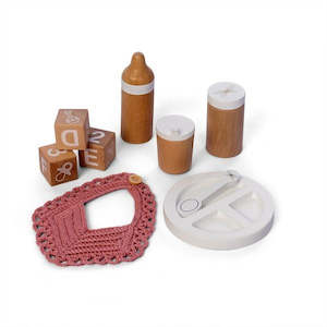 Doll Accessories: xAstrup Wooden Doll Feeding Set 9 pcs