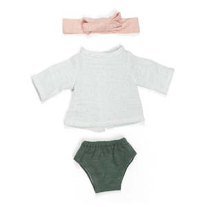 Doll Clothing: Miniland Clothing Forest top pants and hairband (32 cm Doll)