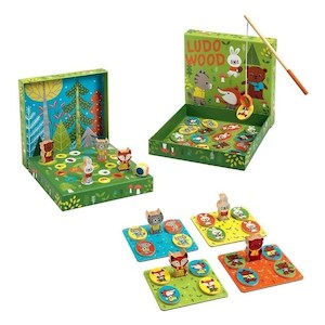 Toddler Games: Djeco Wooden Educational Game - Ludo Wood - 4 Games