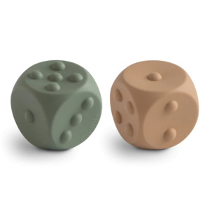 Baby: Mushie Dice Press Toy Dried Thyme/Natural (2-pack)