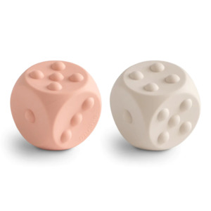 Mushie Dice Press Toy Blush/Shifting Sand (2-pack)