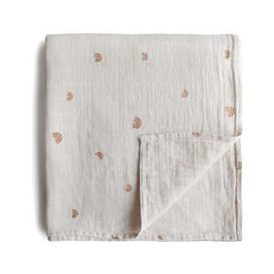Mushie Muslin Swaddle Blanket Organic Cotton Rainbows