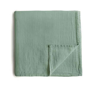 Mushie Muslin Swaddle Blanket Organic Cotton- Roman Green
