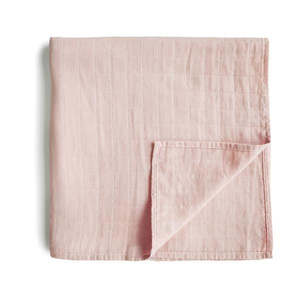 Mushie Muslin Swaddle Blanket Organic Cotton- Rose Vanilla