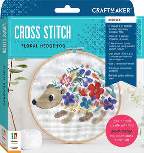 Art Crafts: Hinkler Craft Maker Cross-stitch Kit: Floral Hedgehog