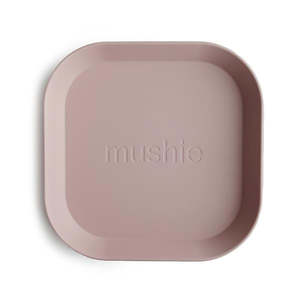 Plates Bowls: Mushie Square Dinnerware Plates- Set of 2 Blush
