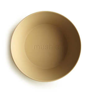 Mushie Round Dinnerware Bowl- Set of 2 Mustard