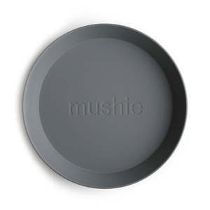 Plates Bowls: Mushie Dinnerware Round Plate- Smoke (set of 2)