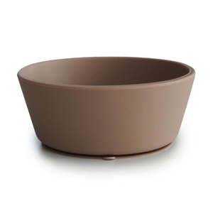 Plates Bowls: Mushie Silicone Suction Bowl- Natural